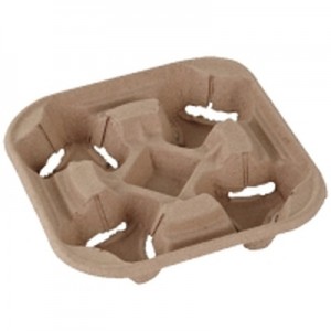Disposable paper cup holder, 4 holes, 215 x 215 mm, 65 pcs